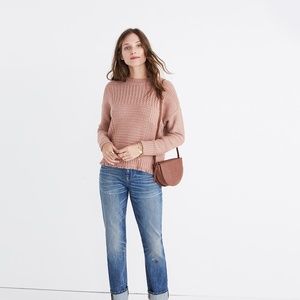 Madewell Stitchmix Pullover Crew Neck Knit Sweater with Fringe XS Pink